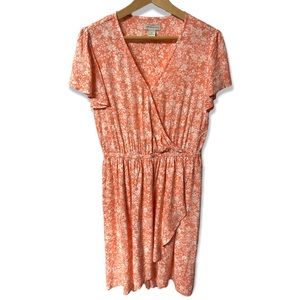 Peyton Parker cute girly delicate floral faux wrap fit & flare dress